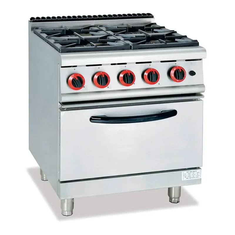 Commercial Kitchen Tile - อุปกรณ์ครัวทําอาหารเตาอบรวมแก๊สเชิงพาณิชย์เตาแก๊ส 4 หัวพร้อมเตาอบ
